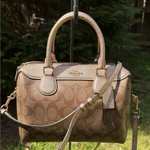 COACH Signature Mini Bennett Satchel - Metallic Platinum